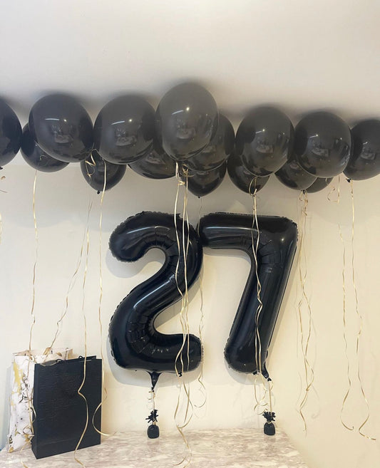 2 FOIL NUMBERS BALLOONS w/ ROOF BALLOONS